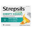 Strepsils Herbal Chesty Cough+ Honey Lemon 16 lozenges thumbnail 1