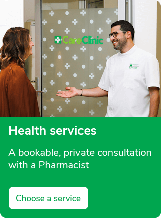 Health services.
A bookable, private consultation with a Pharmacist.
Choose a service