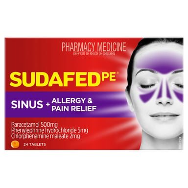 Sudafed PE Sinus + Allergy & Pain Relief 24 tablets
