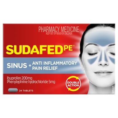 Sudafed PE Sinus + Anti-Inflammatory Pain Relief Non Drowsy 24 tablets