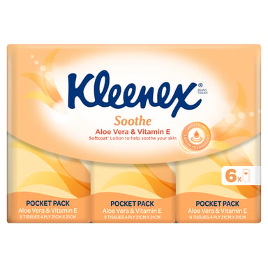 Kleenex Aloe Vera Tissues Pocket Pack 6 pack