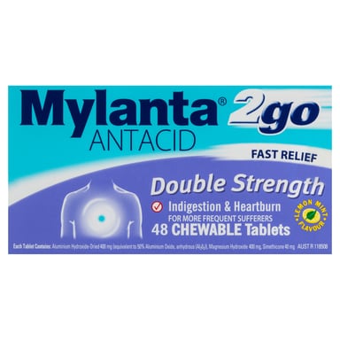 Mylanta 2Go Double Strength 48 chewable tablets