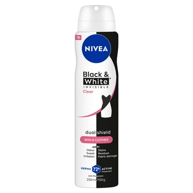 Nivea Deodorant Aerosol Invisible For Black & White Clear 250ml