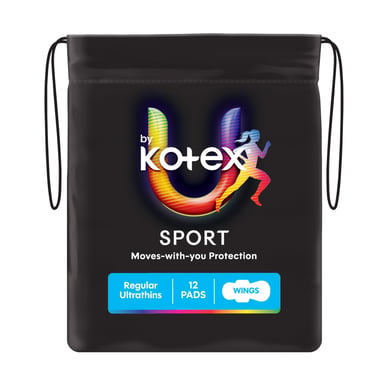 U by Kotex Pads Sport Ultra Thin With Wings Regular 12 pack