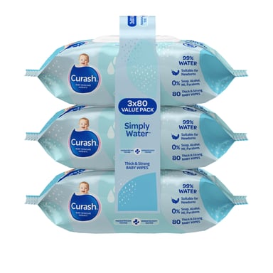 Curash Baby Water 80 Wipes - 3 pack