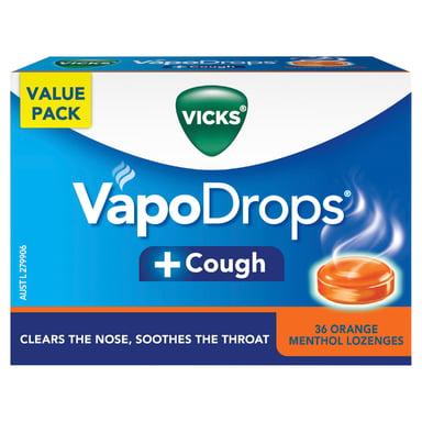 Vicks VapoDrop + Cough Orange Menthol 36 lozenges
