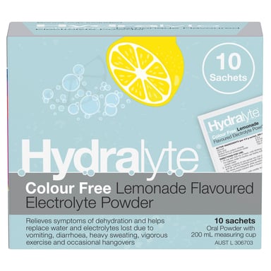 Hydralyte Electrolyte Powder Lemonade Flavoured 10 Sachets