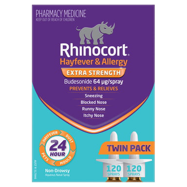 Rhinocort Nasal Spray 64mcg 120 doses - 2 pack