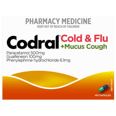 Codral Cold & Flu + Mucus Cough 48 capsules