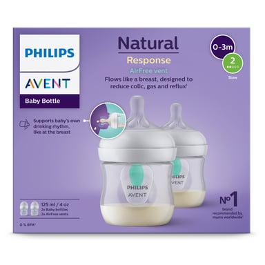 Avent Natural Response Bottles With Airfree Vent 125ml - 2 packs