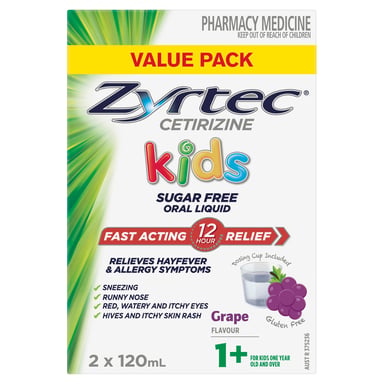 Zyrtec Kids Liquid Grape 120ml - 2 pack