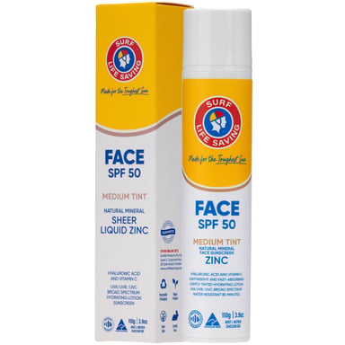 Surf Life Saving Sunscreen Zinc Face SPF50 Pump - Medium Tint 110g