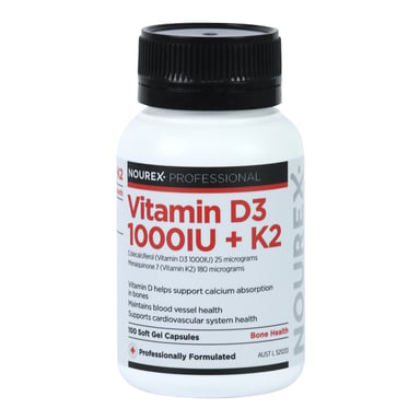 Nourex Professional Vitamin D3 1000IU + K2 - 100 capsules