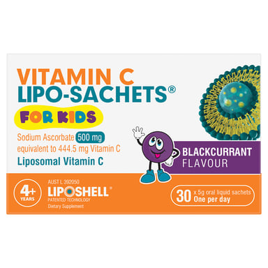 Lipo-Sachets Vitamin C Kids Blackcurrent 500mg 30 sachets