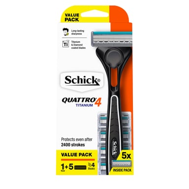 Schick Men's Quattro 4 Razor + 5 Refills 1 pack