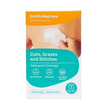 Opsite Post-Op Waterproof Barrier Dressing 6.5cm X 5cm - 5 pack