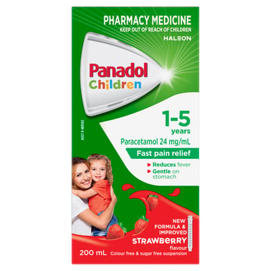Panadol Children 1-5 Years Colourfree Suspension Strawberry Flavour 200ml