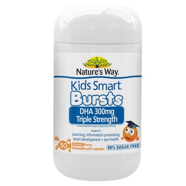 Nature's Way Kids Smart Bursts DHA 300mg Triple Strength 50 chewable capsules