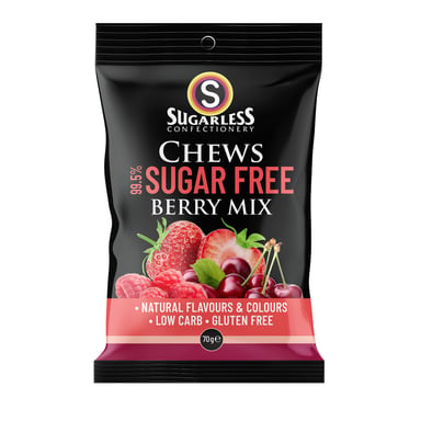 Sugarless Chews Berry Mix Natural Fruit Juice 70g