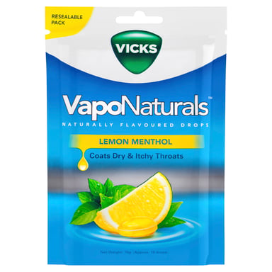Vicks VapoNaturals Lemon Menthol Drops 19 lozenges