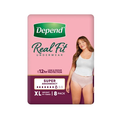 Depend RealFit Super Underwear Female Extra Large 8 pack