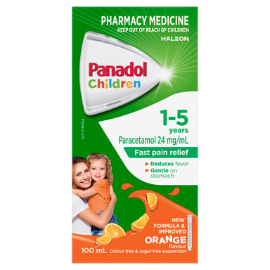 Panadol Children 1-5 Years Colourfree Suspension Orange Flavour 100ml