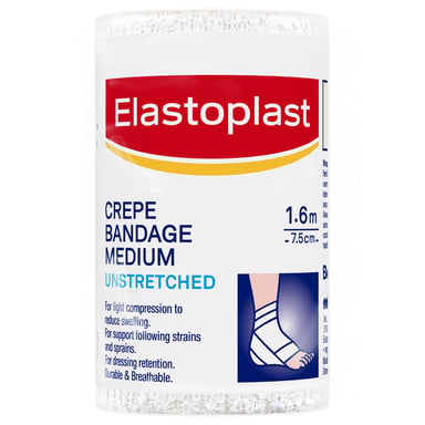 Elastoplast Crepe Bandage Medium Weight 7.5cm X 1.6m White - 1 roll