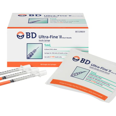 BD Ultra-Fine ll Insulin Syringe 1.0mL 31G x 8mm 100