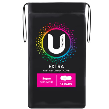 U by Kotex Pads With Wings Super 14 pack