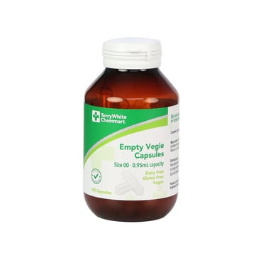TerryWhite Chemmart Empty Vegie Capsules Size 00 - 100 capsules