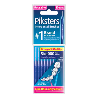 Piksters Interdental Brush Size 000 Navy Blue 10 pack