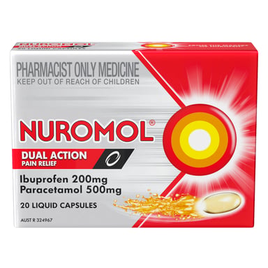 Nuromol Ibuprofen 200mg & Paracetamol 500mg - 20 liquid capsules