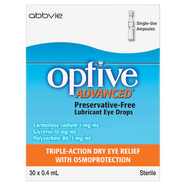 Optive Advanced Lubricant Eye Drops 0.4ml x 30 vials