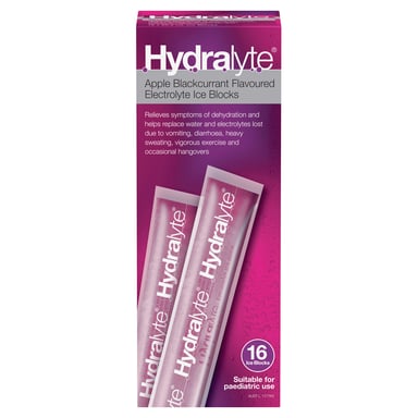 Hydralyte Ice Block Apple/Blackcurrant Flavoured 16 pack