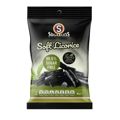 Sugarless Soft Licorice Pieces with Stevia 80g