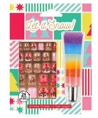 GFA Festive Joyous Press On Nails And Lipgloss 1 each