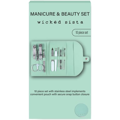 Wicked Sista Boxed Manicure Set Mint 10 piece