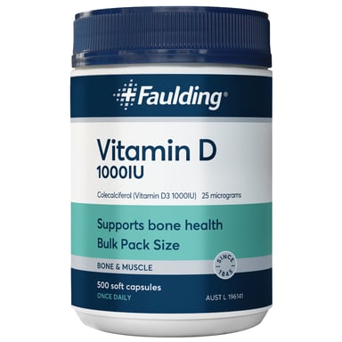 Faulding Vitamin D 1000IU - 500 soft gel capsules