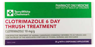 TerryWhite Chemmart Clotrimazole Thrush Treatment 6 Day Cream 35g