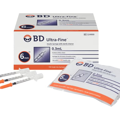 BD Ultra-Fine Insulin Syringe 0.3mL 31G x 6mm 100