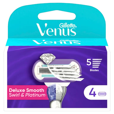 Gillette Venus Deluxe Smooth Swirl & Platinum Women's Razor Blade Refills 4 pack