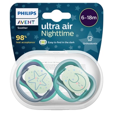 Avent Soother Night Time 6-18 Months 2 pack