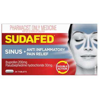 Sudafed PSE Double Action Sinus + Anti-Inflammatory 24 tablets
