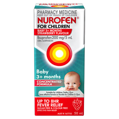 Nurofen for Children 3+ Months Pain And Fever Relief 200mg/5ml Strawberry 50ml
