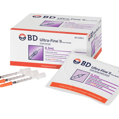 BD Ultra-Fine ll Insulin Syringe 0.3mL 31G x 8mm 100