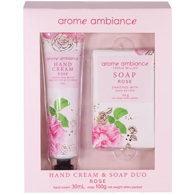 Arome Ambiance Floral Glimmer Hand Cream Soap Duo Rose 1 each