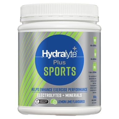 Hydralyte Plus Sports Lemon Lime Flavoured Powder Tub 900g