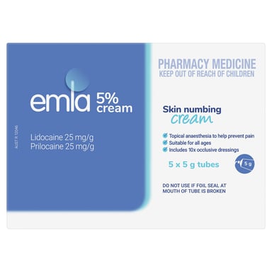 Emla Cream 5% X 5x5g Tubes With 10 Dressings 1 pack