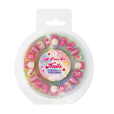 Pink Poppy 3D Love Heart Press On Nails 1 each