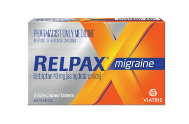 Relpax Migraine Eletriptan 40mg 2 tablets